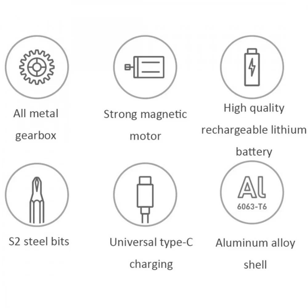 Picture of 25 in 1 Xiaomi Mijia Electric Precision Screwdriver Kit Rechargeable Magnetic Aluminum Case